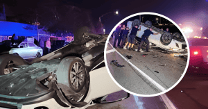 POLICE AND GOOD SAMARITANS TEAM UP TO LIFT TWO-TON CAR OFF CRUSHED TEEN DRIVER AND SAVE HIS LIFE.
